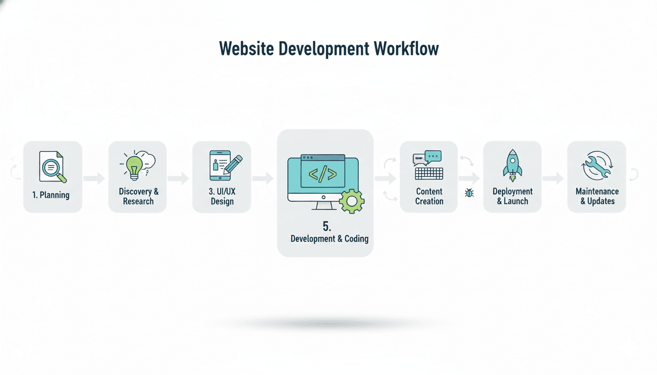 Website development process workflow diagram